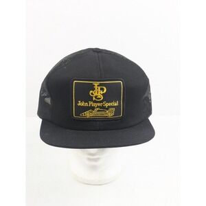 Vintage John Player Special Racing Trucker Hat Mesh Snapback Black Gold Taiwan